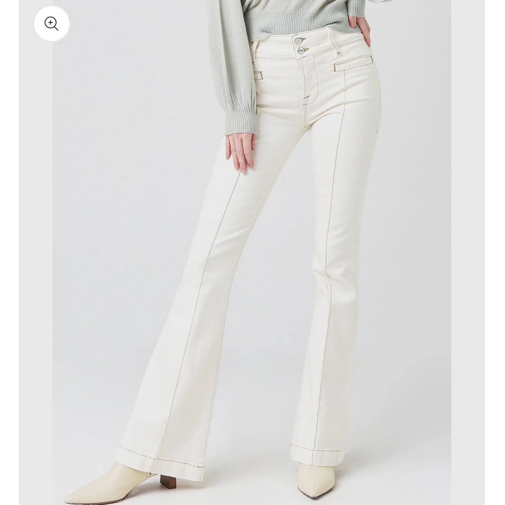 Frame Pants Women's 31 Cream Le High Flare Wide Leg 70s Retro Western Bohemian